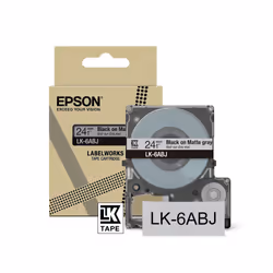Epson Matte Tape – Grey/Black 24mm(8m) – LK-6ABJ, Black on grey, LK, Black, Grey, Epson, LabelWorks LW-C610, 2.4 cm
