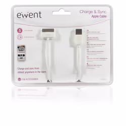 Ewent EW9903 mobile phone cable White 1.5 m USB A Apple 30-pin