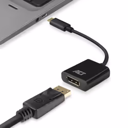 ACT USB-C to DisplayPort adapter, 0.15 m, USB Type-C, DisplayPort, Male, Female, Straight