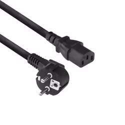 ACT Powercord mains connector CEE 7/7 male (angled) - C13 black 2 m, 2 m, Power plug type F, C13 coupler, 250 V, 6 A