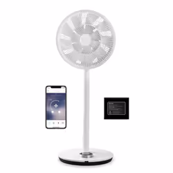 Duux Whisper Flex Smart Fan White + Dock & Battery, Household blade fan, White, Floor, Table, Acrylonitrile butadiene styrene ...