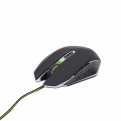Gembird MUSG-001-G, Ambidextrous, USB Type-A, 2400 DPI, Black, Green