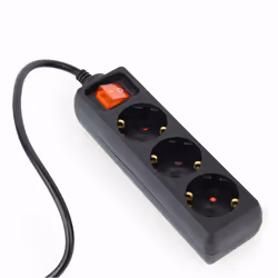 Gembird EG-PSU3-01, 0.6 m, Indoor, Type F, Type C, Black, 3 AC outlet(s)