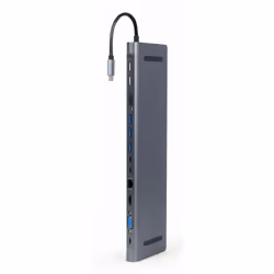 Gembird A-CM-COMBO9-01, USB 3.2 Gen 1 (3.1 Gen 1) Type-C, 60 W, 10,100,1000 Mbit/s, Grey, MicroSD (TransFlash), SD, 3.5mm, HD ...