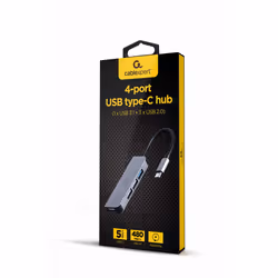 Gembird UHB-CM-U3P1U2P3-01, Wired, USB 3.2 Gen 1 (3.1 Gen 1) Type-C, Silver, HDD, 5 Gbit/s, Windows 10, Windows 11, Windows 7 ...