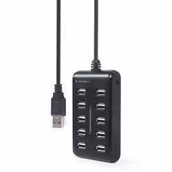 Gembird UHB-U2P10P-01, USB 2.0 Type-A, USB 2.0 Type-A, Black, 0.8 m, 5 V, Windows 10, Windows 11, Windows 7, Windows 8