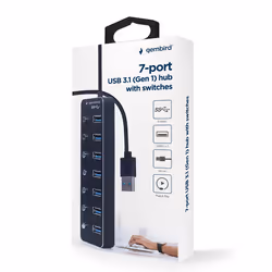 Gembird UHB-U3P7P-01 interface hub USB 3.2 Gen 1 (3.1 Gen 1) Type-A 5000 Mbit/s Black - Additional view 4