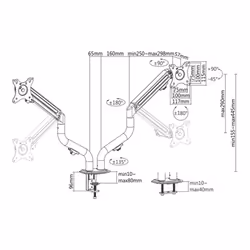 Gembird MA-DA2-02 monitor mount / stand 81.3 cm (32") Desk Black