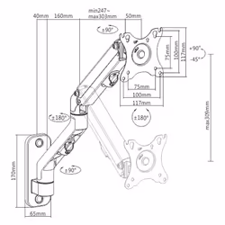 Gembird MA-WA1-02 monitor mount / stand 68.6 cm (27") Wall Black