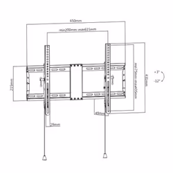 Gembird WM-80T-01, 2.03 m (80"), 200 x 200 mm, 600 x 400 mm, -12 - 3°, Steel, Black, Steel