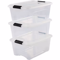Iris Ohyama 103428 New Top Box NTB-15 Stackable Storage Boxes 15L, Transparent, 39.5 x 29 x 18.6 cm, Set of 3 boxes