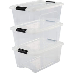 Iris Ohyama 103428 New Top Box NTB-15 Stackable Storage Boxes 15L, Transparent, 39.5 x 29 x 18.6 cm, Set of 3 boxes