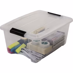 Iris Ohyama 103428 New Top Box NTB-15 Stackable Storage Boxes 15L, Transparent, 39.5 x 29 x 18.6 cm, Set of 3 boxes