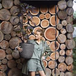 Capi Egg Planter Nature Rib 43x41cm Anthracite Flower Basket Pot Raised Bed