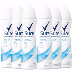 Sure Women Motion Sense Anti-Perspirant Deodorant, Cotton Dry, 6 Pack, 150ml