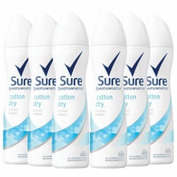 Sure Women Motion Sense Anti-Perspirant Deodorant, Cotton Dry, 6 Pack, 150ml