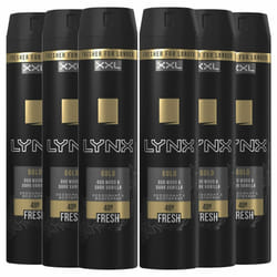 Lynx XXL 48H Fresh Deodorant Body Spray, Gold, 6 Pack, 250ml