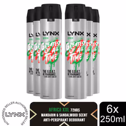 Lynx XXL 48H Dry Protection Anti-Perspirant Deodorant, Africa, 6 Pack, 250ml