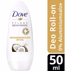 Dove Care Secret Regenerating Ritual Coconut and Jasmine Blossom Fragrance 0% Roll-On Deodorant Pack of 6 x 50 ml