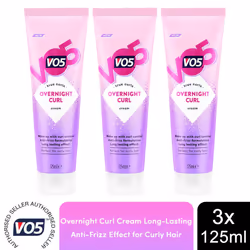 VO5 Overnight Curl Cream Long-Lasting Anti-Frizz Effect for Curly Hair 125ml,3pk