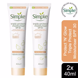 2x40ml Simple Triple Protection Moisturiser SPF30 For Dull & TiredSkin