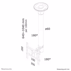 Neomounts FPMA-C200 Monitor/TV mount ceiling 10-40" - h 64-104 cm - Additional view 7