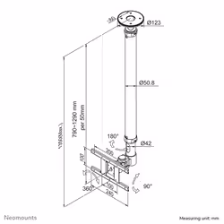 Neomounts FPMA-C100SILVER Monitor/TV mount ceiling 10-30" - h 79-129 cm