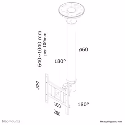 Neomounts FPMA-C200BLACK Monitor/TV mount ceiling 10-40" - h 64-104 cm - Additional view 8