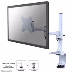 Neomounts FPMA-D1330WHITE Monitor arm 10-30", Clamp/Grommet, 9 kg, 25.4 cm (10"), 76.2 cm (30"), 100 x 100 mm, White