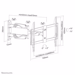 Neomounts NM-W460BLACK TV mount wall 32-60" - full motion - Additional view 6