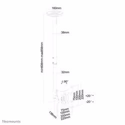 Neomounts FPMA-C060BLACK Monitor/TV mount ceiling 10-40" - h 60-85 cm - Additional view 7