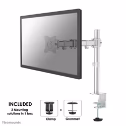 Neomounts NM-D135SILVER Monitor arm 10-30", Clamp/Grommet, 8 kg, 25.4 cm (10"), 76.2 cm (30"), 100 x 100 mm, Silver
