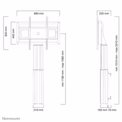 Neomounts PLASMA-W2500SILVER TV floor stand 42-100" - wall - motorised - Additional view 7