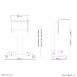 Neomounts PLASMA-M2250SILVER TV trolley 42-100" - motorised - Additional view 8