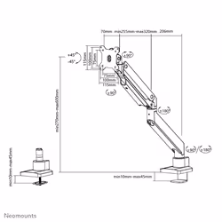 Neomounts NM-D775WHITEPLUS Monitor arm 10-49" - gas spring - Topfix - 180°-stop - Additional view 8