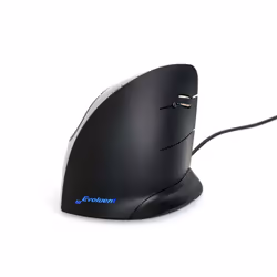 BakkerElkhuizen Evoluent Mouse C, Right-hand, Vertical design, Laser, USB Type-A, 2000 DPI, Black, Silver
