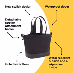 Bugaboo Changing Bag, Nappy Bag with Easy Access Pockets, Insulated Bottle Holder, Changing Mat and 3 Clutches, in Midnight Black