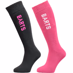 Barts Kids Childrens Basic 2 Pack Soft Warm Moisture Wicking Outdoor Ski Socks - 27/30, Anthracite / Fuchsia