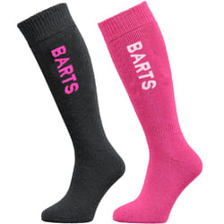 Barts Kids Childrens Basic 2 Pack Soft Warm Moisture Wicking Outdoor Ski Socks - 27/30, Anthracite / Fuchsia