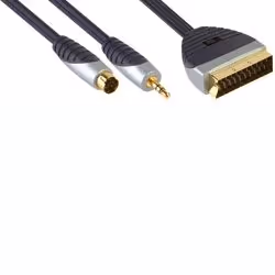 Bandridge SVL6810, 10 m, SCART (21-pin), S-Video (4-pin) + 3.5mm, Gold, Black, Grey, Male/Male
