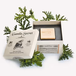 Gamila Secret Soothing Geranium Soap 115g, Skin, Bar soap, Cleansing, Purifying, Soothing, Square, Geranium oil, Sodium Oliva ...