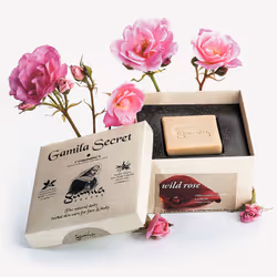 Gamila Secret Wild Rose Soap 115g, Skin, Bar soap, Anti-ageing, Rebalancing, Revitalizing, Square, Rose, Sodium Olivate, Laur ...