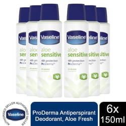 Vaseline 24H Protection ProDerma Anti-Perspirant, Aloe Fresh, 6 Pack