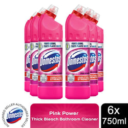 Domestos Thick Bleach Pink Power Disinfectant Cleaner Gel, 6x750ml