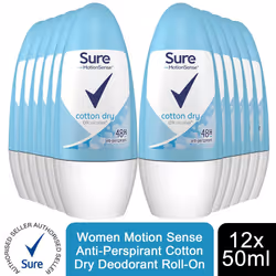 Sure Women Motion Sense Deodorant Roll-On, Cotton Dry, 12 Pack, 50ml