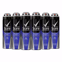 Sure Men Anti Perspirant 48H Protection Active Dry Deodorant, 6 Pack, 150ml