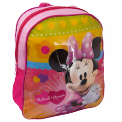 School Kids Boys Girls Lunch Picnic Bag Rucksack - Minnie Mouse - Pink Hearts