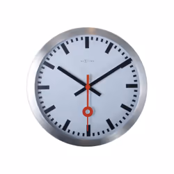 NeXtime 3998ST, Wall, Quartz clock, Circle, Aluminium, Black, Red, White, Aluminium, Adults