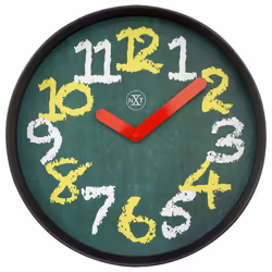 NeXtime Chalkborad, Wall, Quartz clock, Round, Green, Plastic, Plastic