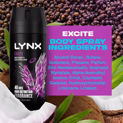 Lynx Body Spray Deodorant, Excite,150ml